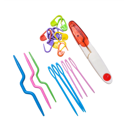 Set de 11 Palillos Rectos Metálicos de 36 cm + accesorios con Estuche de Almacenamiento