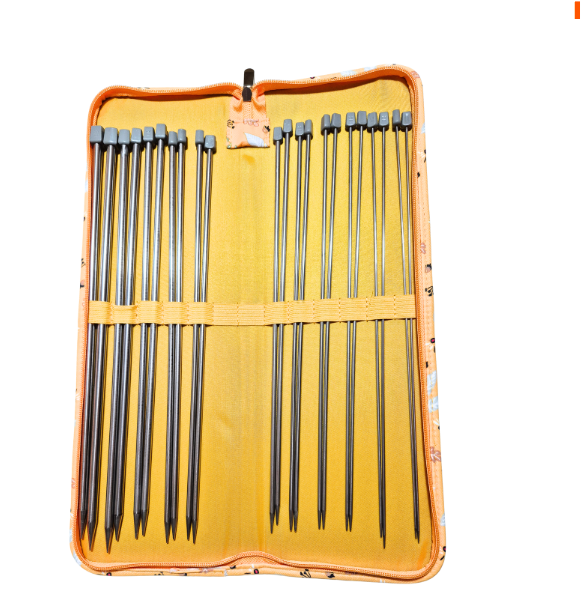 Set de 11 Palillos Rectos Metálicos de 36 cm + accesorios con Estuche de Almacenamiento