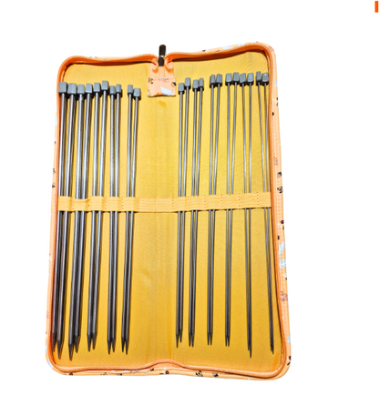 Set de 11 Palillos Rectos Metálicos de 36 cm + accesorios con Estuche de Almacenamiento